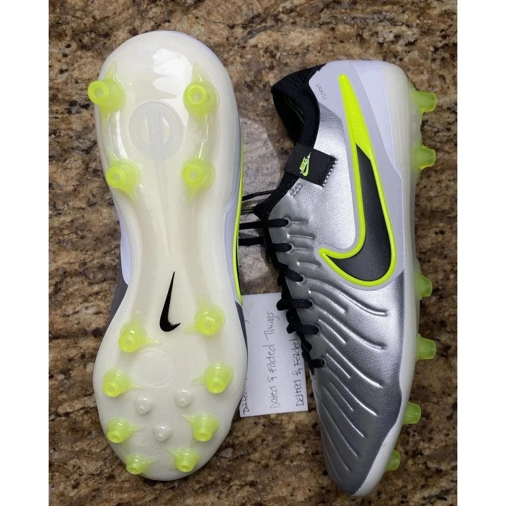 Men Size 9.5 Nike Tiempo Legend 10 Elite AG Pro Soccer Cleats Silver HF4378-002 - Picture 3 of 6